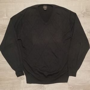 Mens Jos. A. Bank Black Longsleeve V Neck Sweater Size Large 100% Cotton